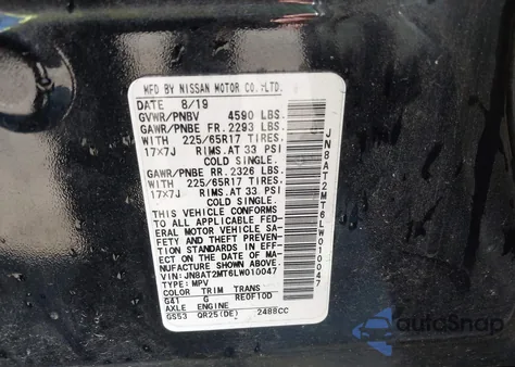 2020 Nissan Rogue Sv Fwd из США, поврежденный, VIN JN8AT2MT6LW010047